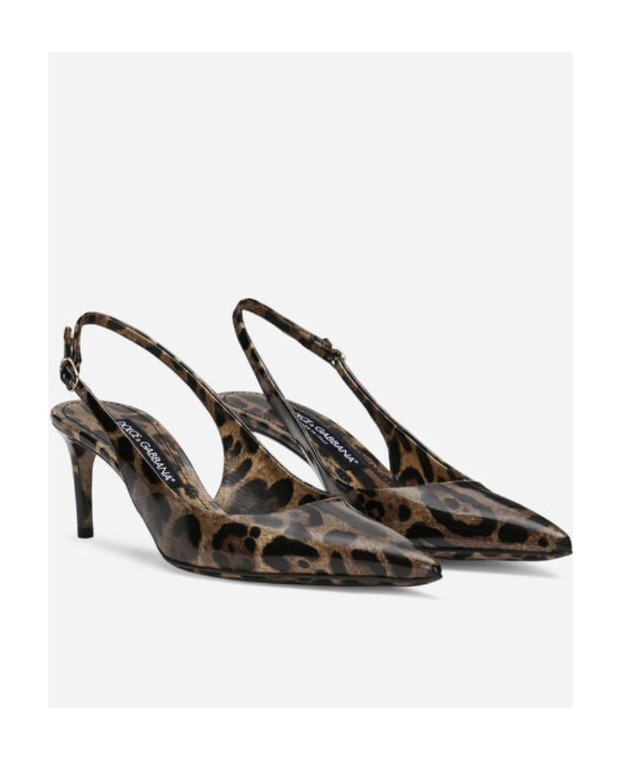 Dolce & Gabbana Luxurious Leopard Printed Slingback Pumps For Women In Black