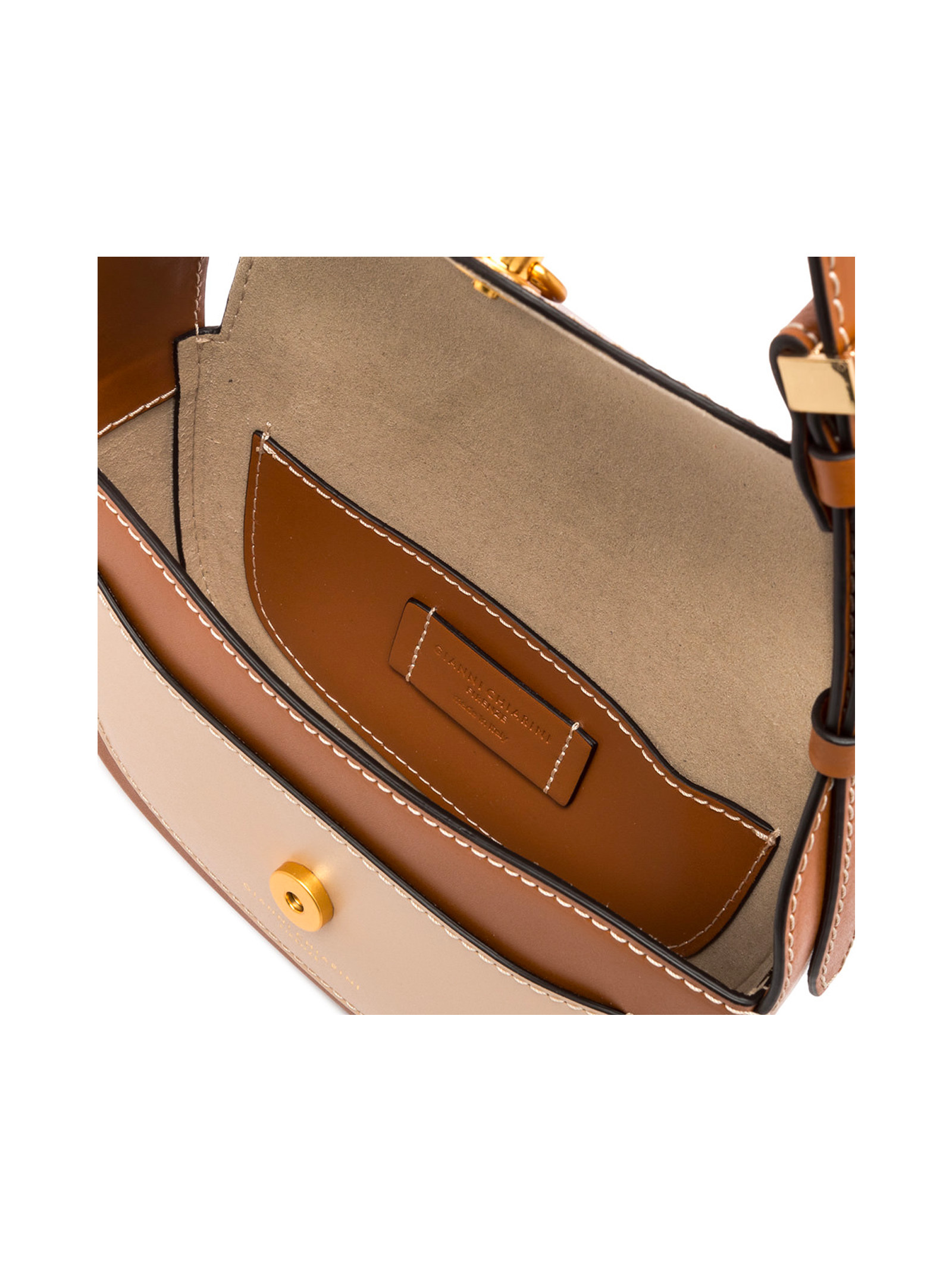 Gianni Chiarini Isa Leather Shoulder Bag With Flap In Brown