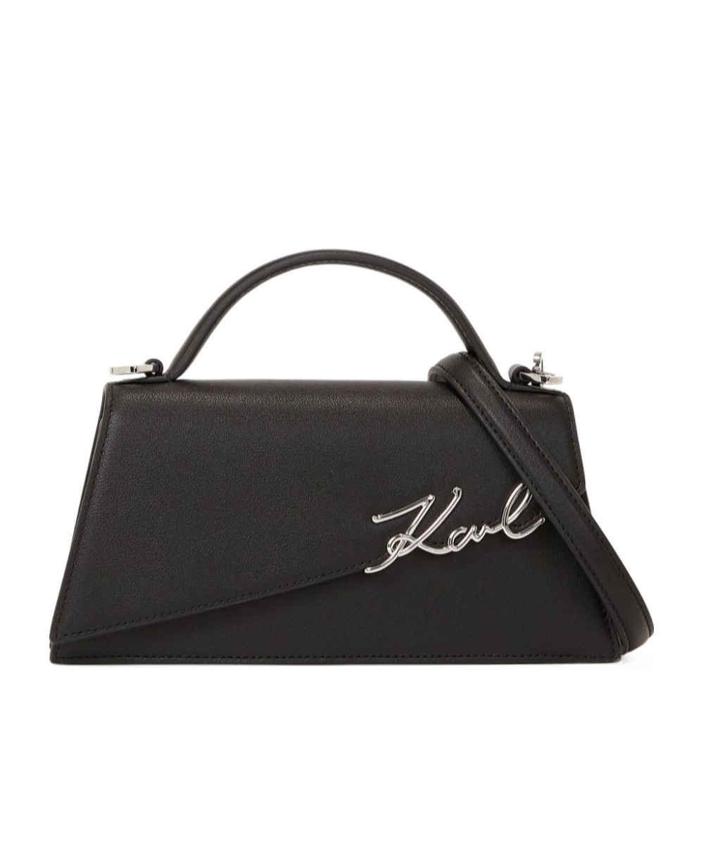 Karl Lagerfeld Signature Slim Leather Tote Bag In Black