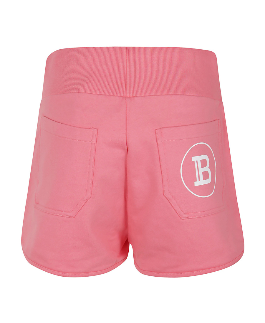 Balmain Logo-print Drawstring Cotton Shorts In Pink