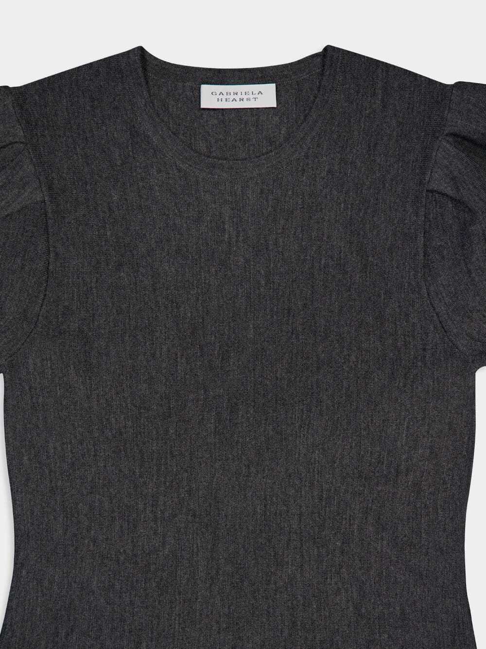 Gabriela Hearst Hannah Knit Dress In Charcoal Melange Merino Wool Cashmere In Black