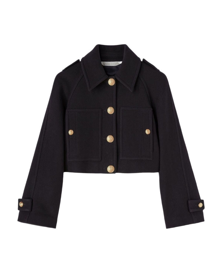 Palm Angels Virgin-wool Blend Cropped Coat In Black