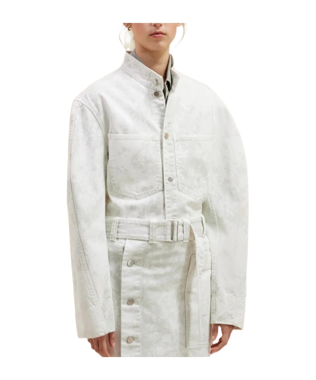 Lemaire Curved Sleeve Denim Jacket In White