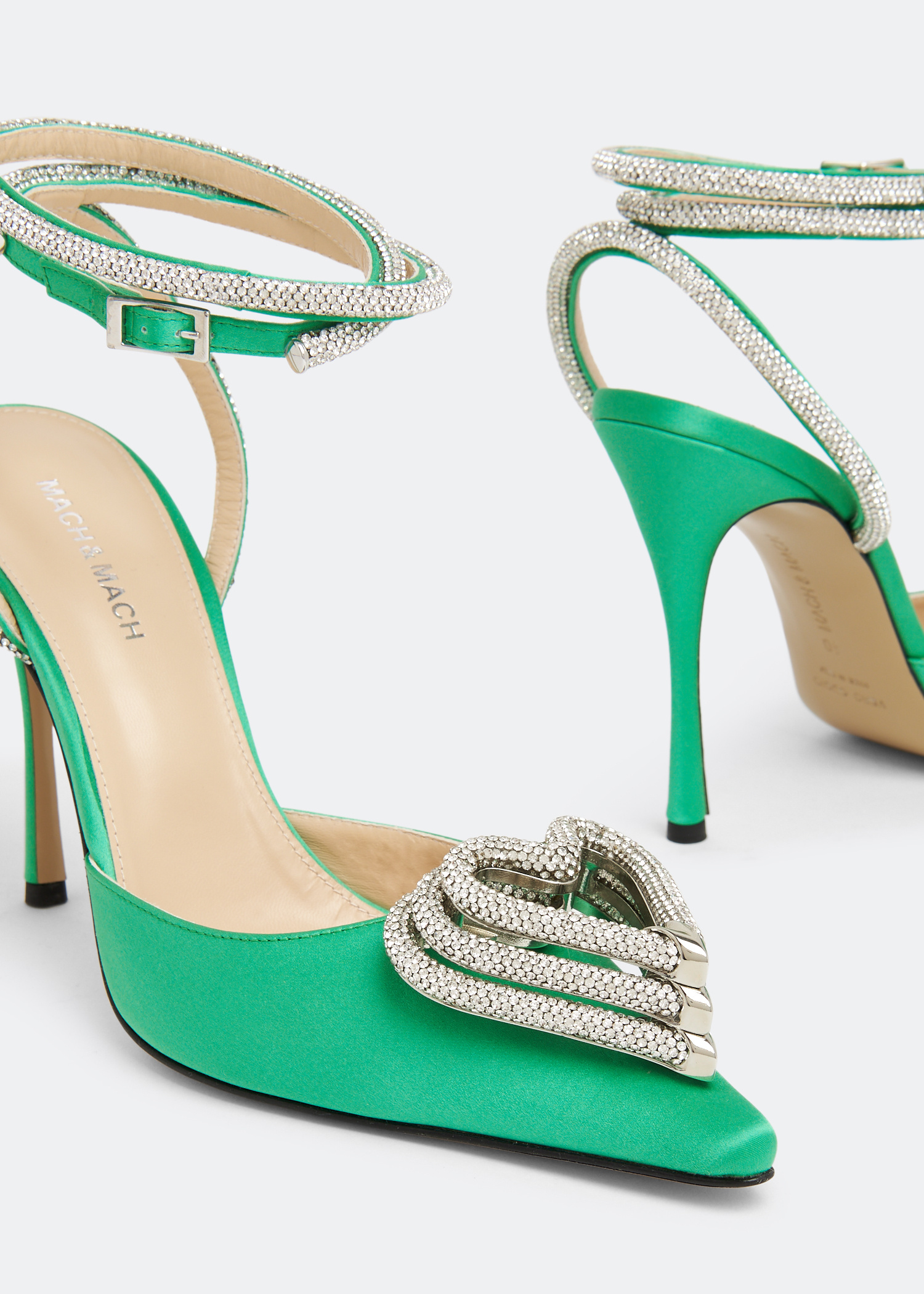 Mach&mach Mach & Mach Pumps Satin Slingback Pumps In Green