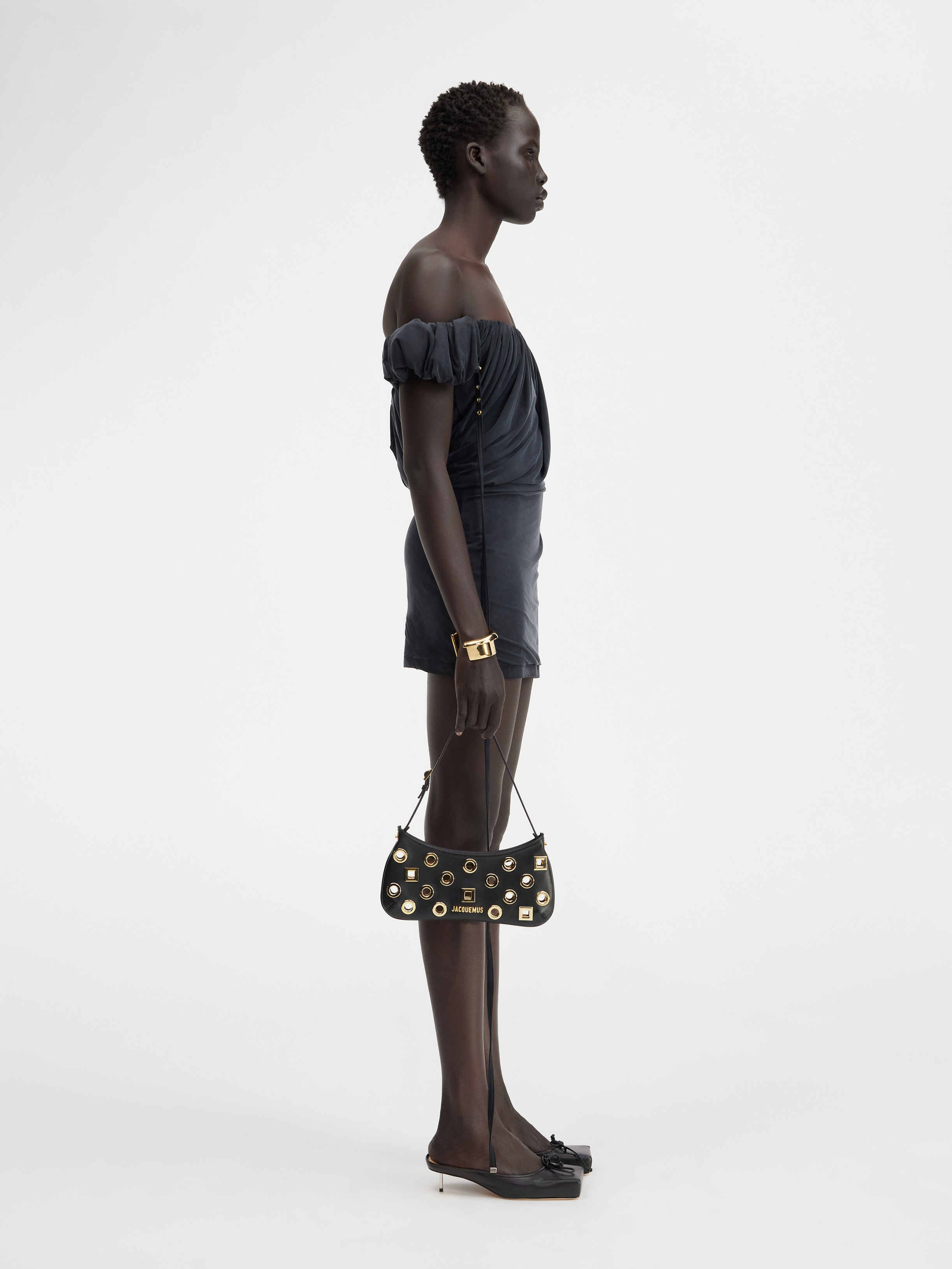 Jacquemus La Robe Ciceri Draped Minidress In Black