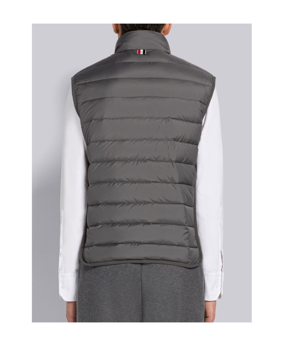 Thom Browne High Collar Padded Vest With Horizontal Quilting In Gray
