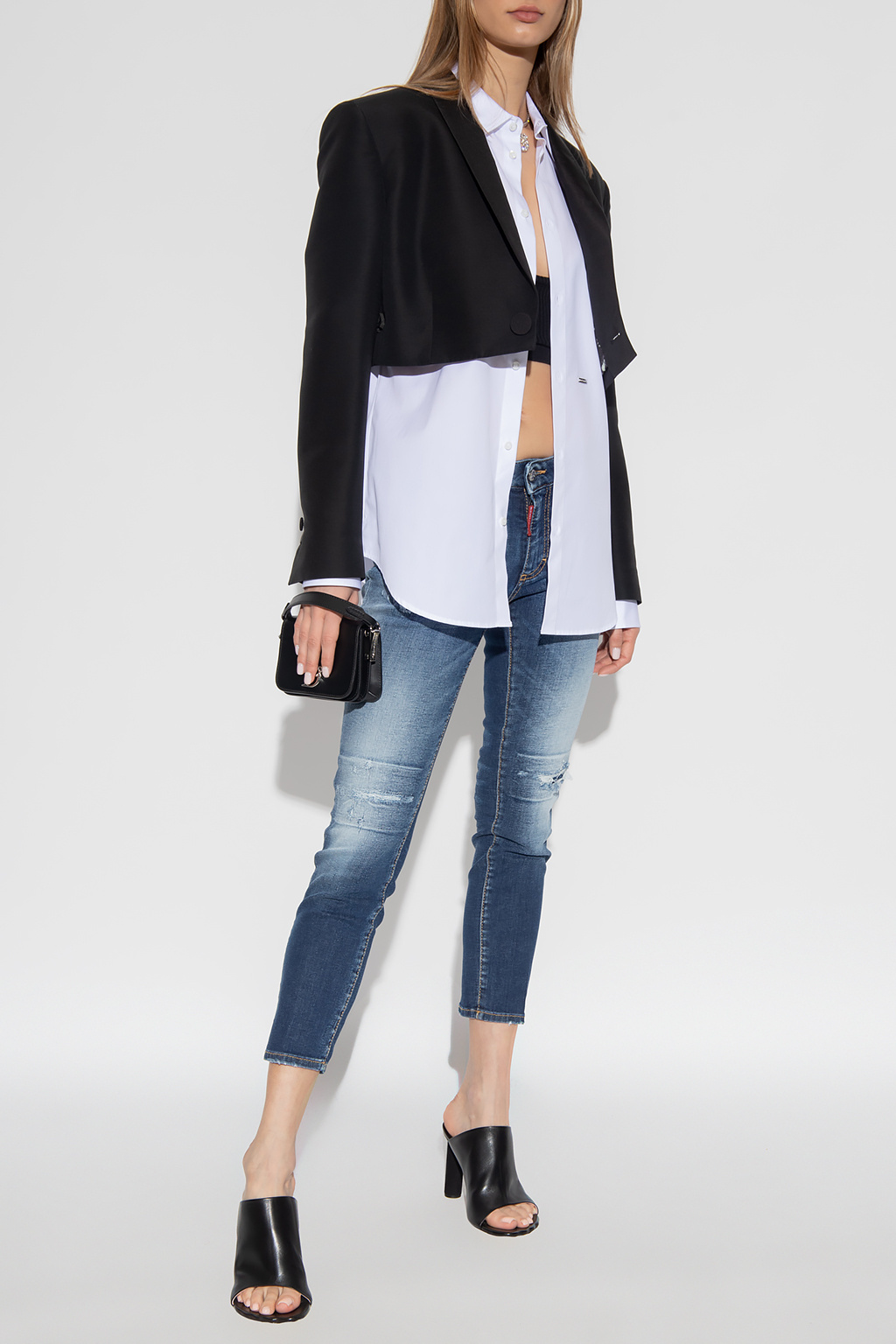 Dsquared2 Low-rise Skinny-leg Cropped Jeans In Blue
