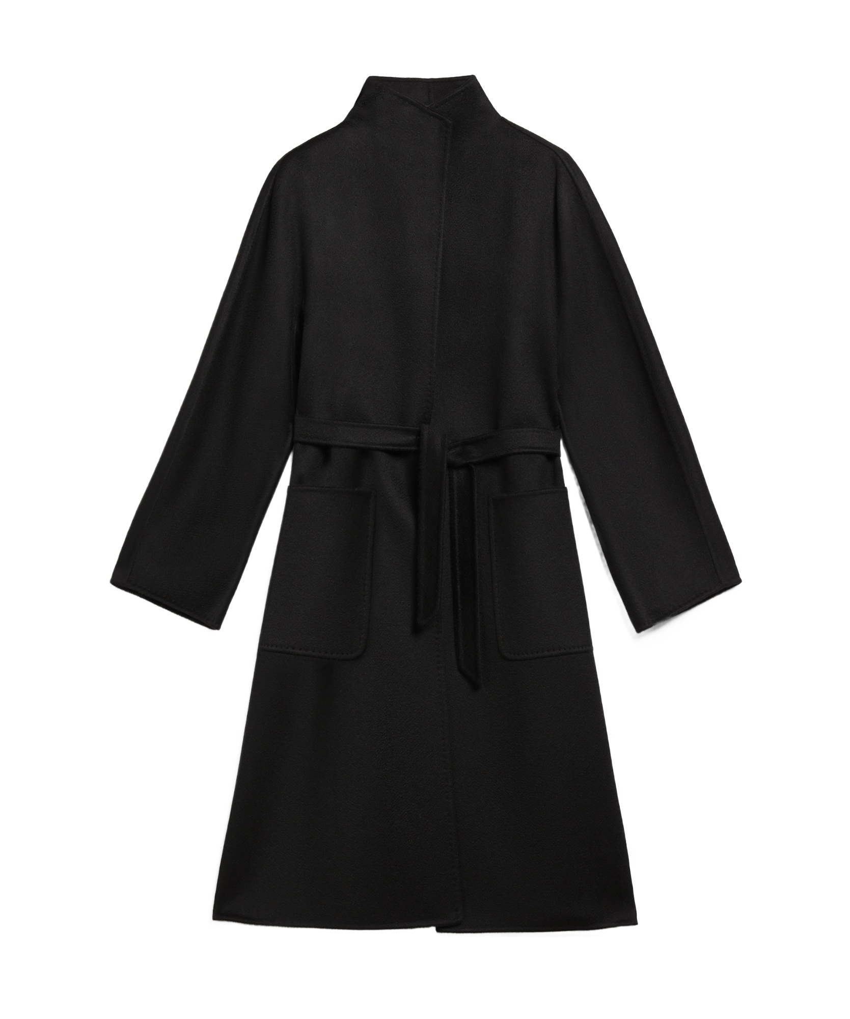 Max Mara Long-sleeved Cashmere Coat In Black