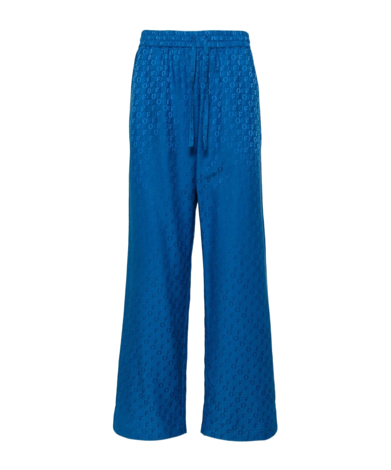 Off-white Jacquard Pyjama Trousers In Blue