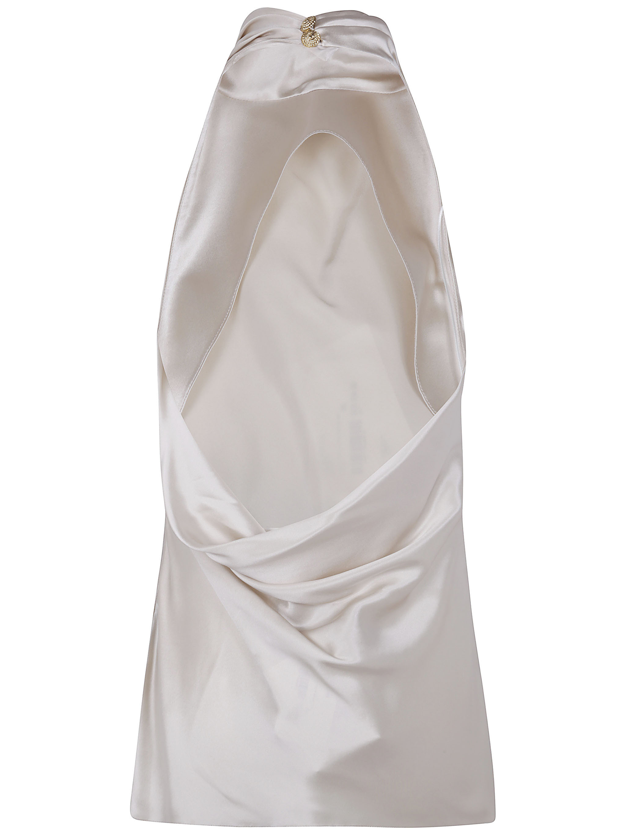 Balmain Halterneck Crepe Satin Top Clothing In Neutral