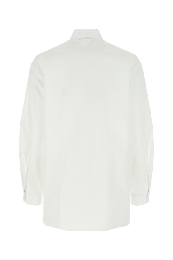 Prada Poplin Ruffled Shirt In White