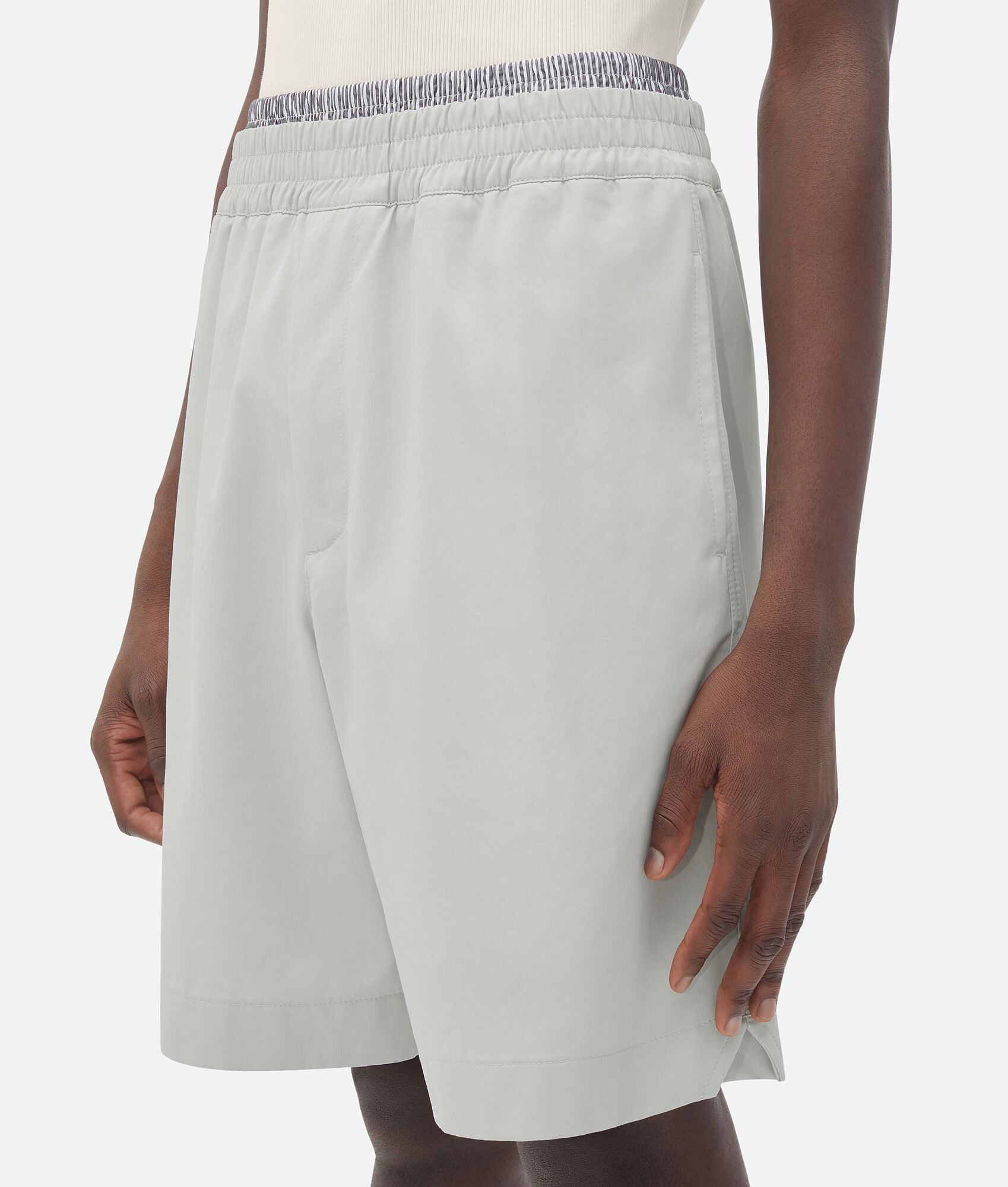 Bottega Veneta Layered-effect Cotton Shorts In Gray