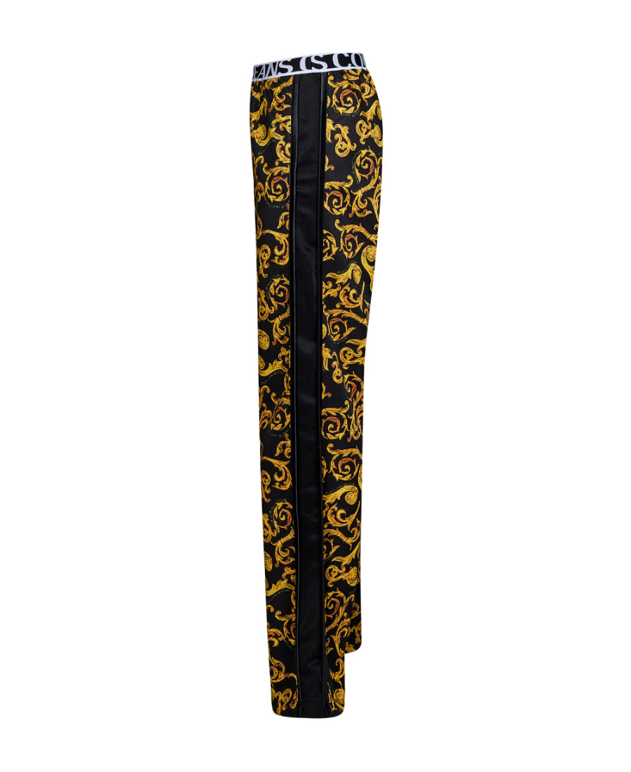 Shop Versace Jeans Printed Wide-legged Pants In Brown