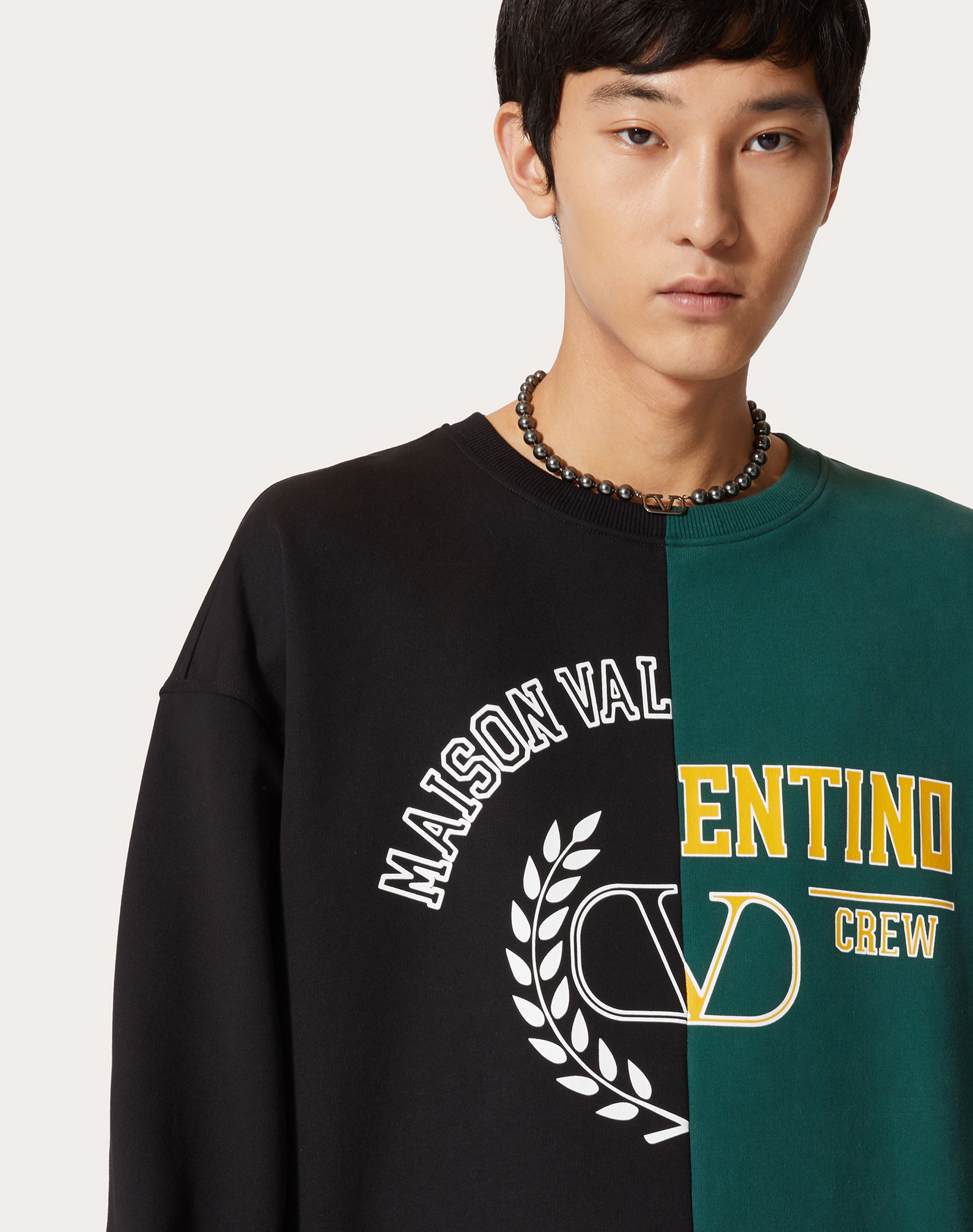 Valentino Colorblock Logo Print Sweatshirt In Black