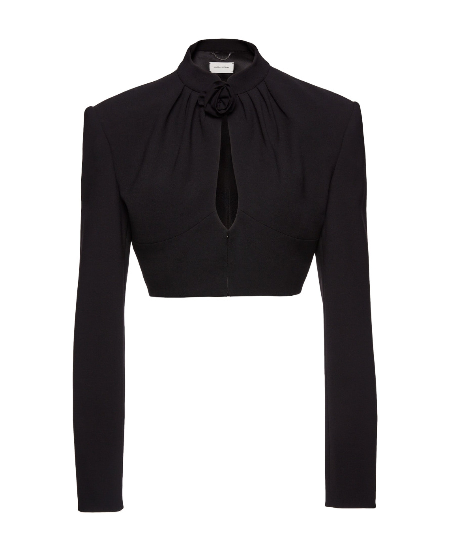 Magda Butrym Floral-detail Cropped Jacket In Black