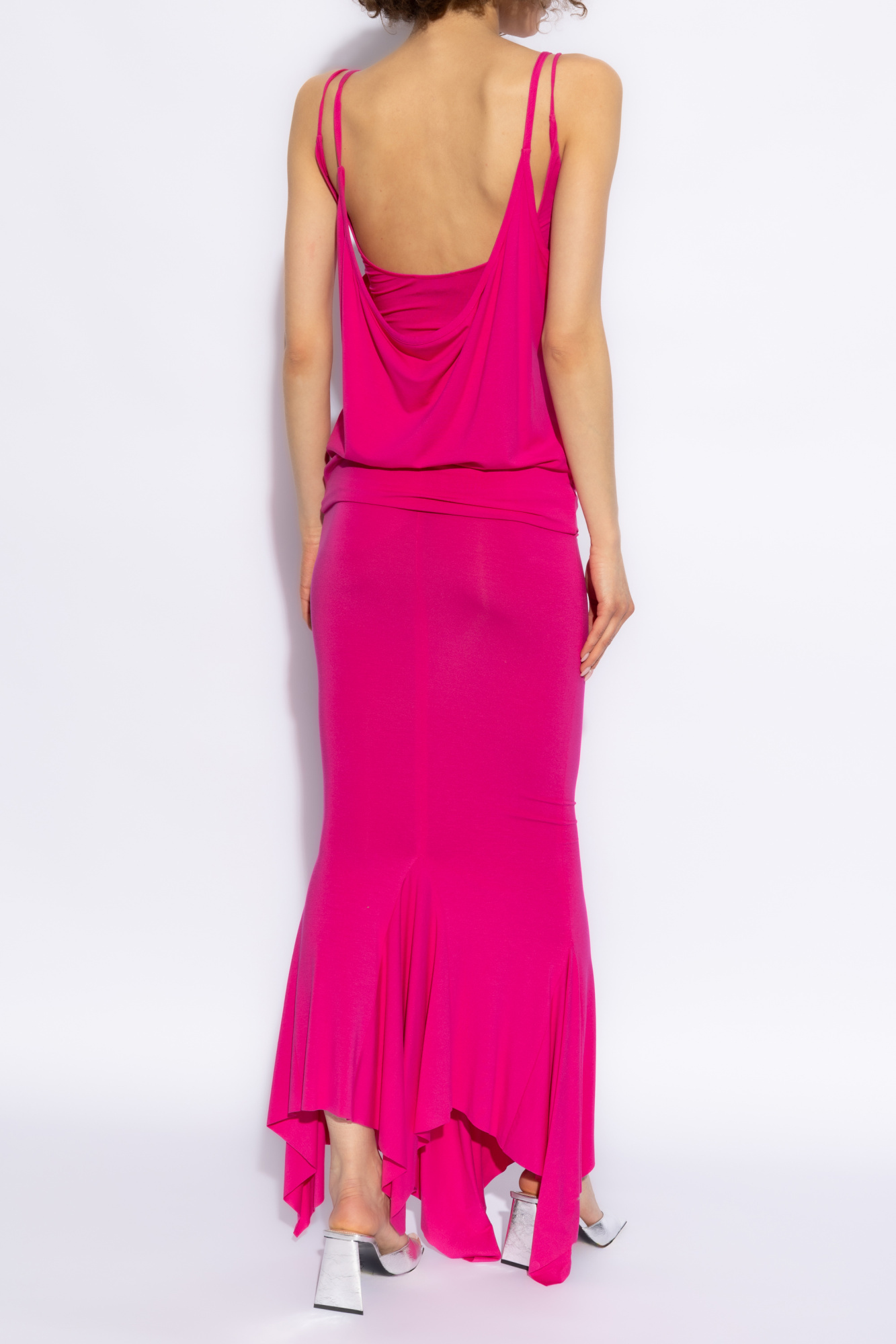 Attico Layered Mermaid-silhouette Maxi Dress In Pink