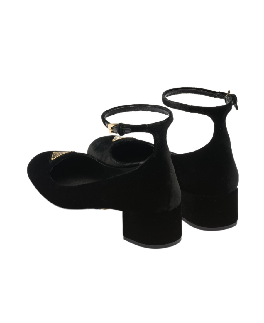 Prada 35mm Triangle-logo Velvet Pumps In Black
