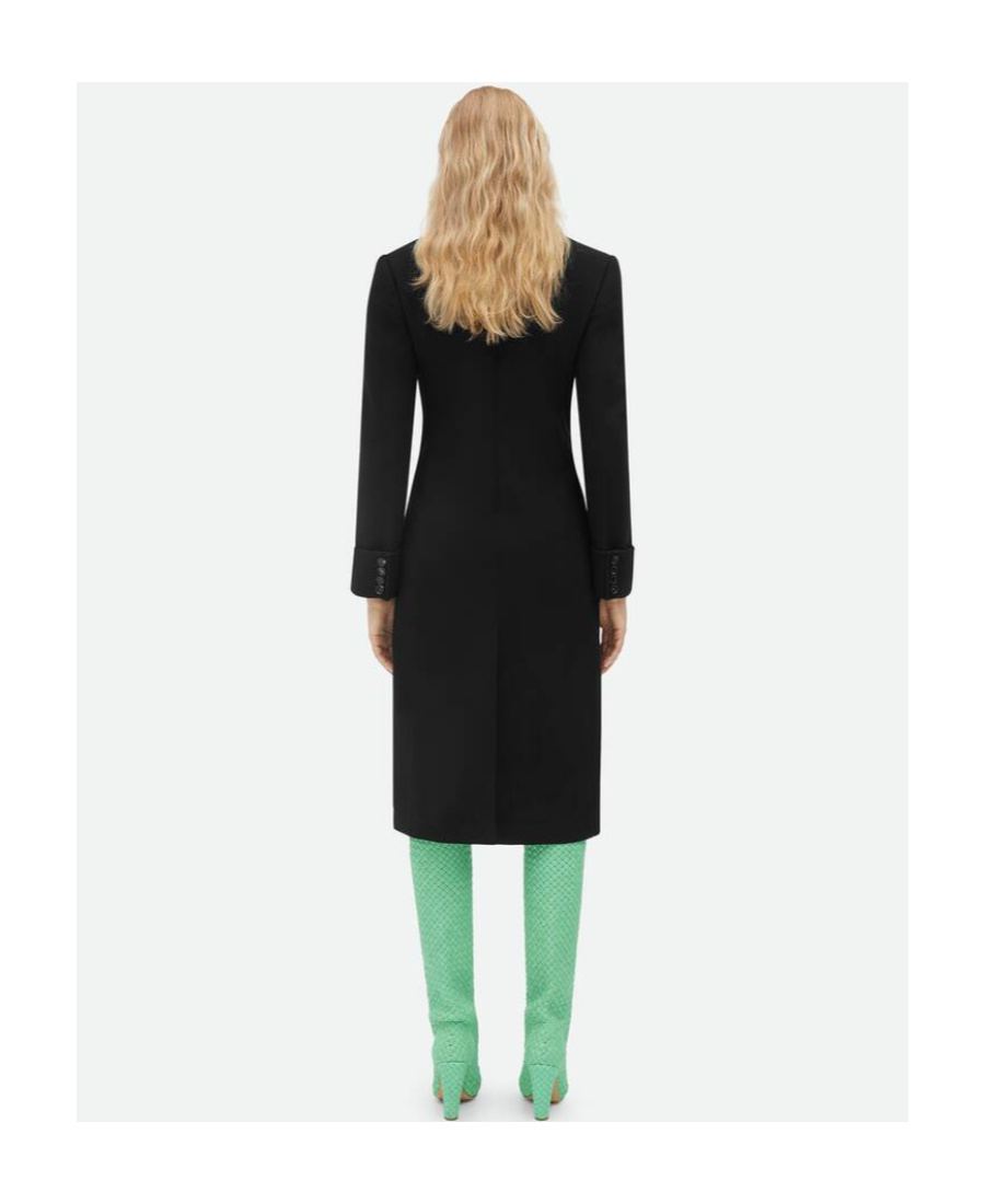 Bottega Veneta Structured Double-breasted Maxi Coat In Black
