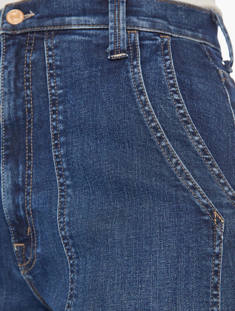 Mother Large Bag Denim Trousers In Blue