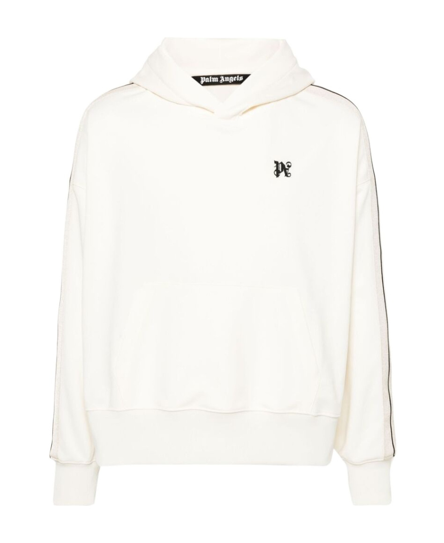 Palm Angels Monogram Embroidered Hooded Sweatshirt In White