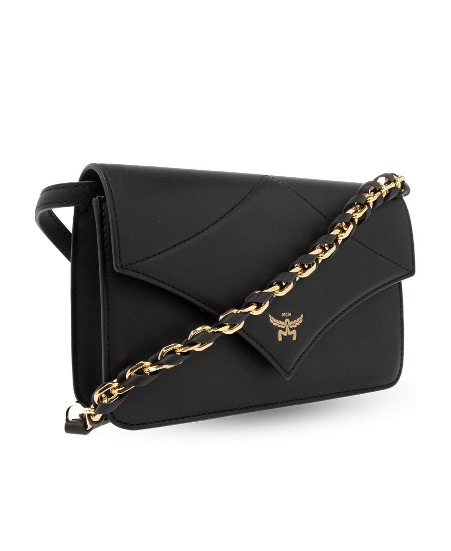 Mcm Logo Shoulder Bag In Black