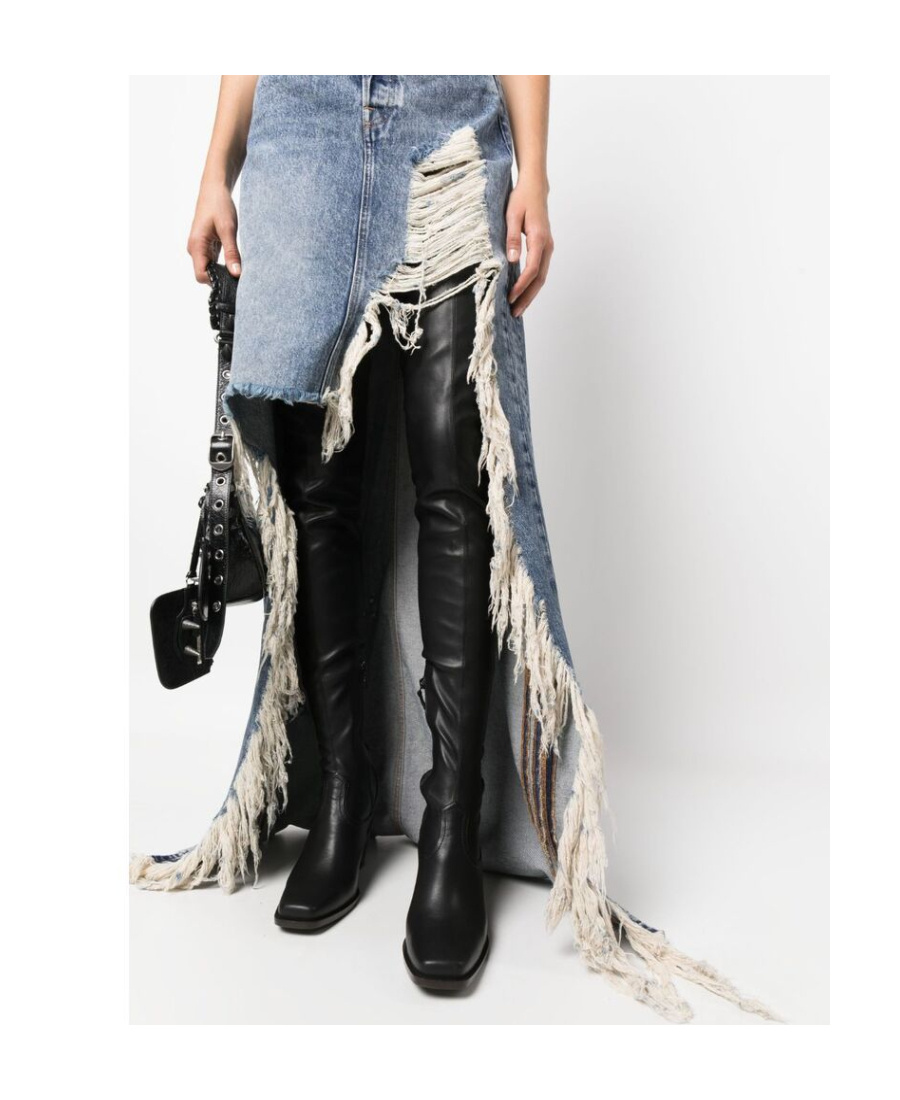 Vetements Logo Denim Skirt In Gray