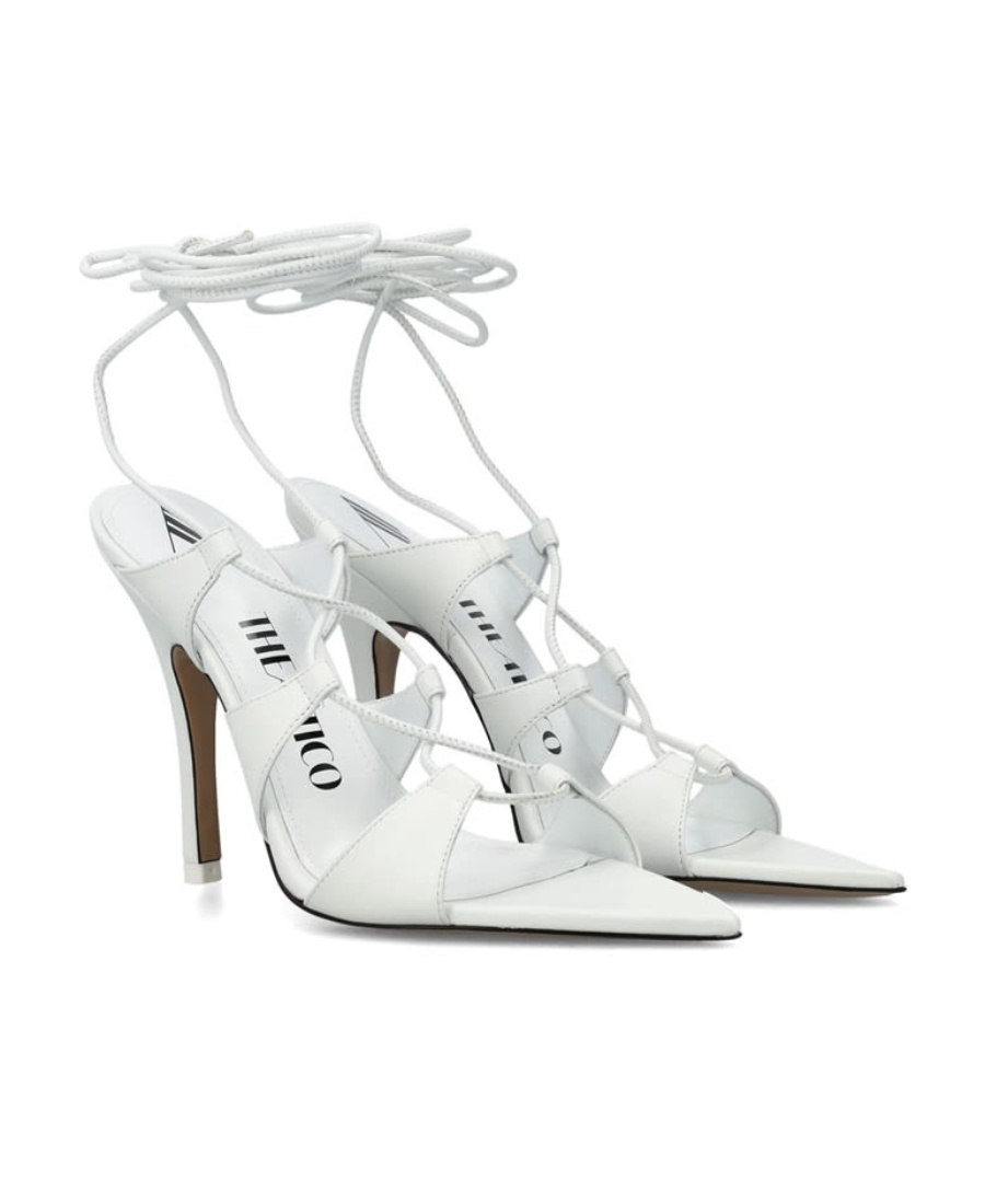 Attico Renee Lace-up 120mm Sandals In White