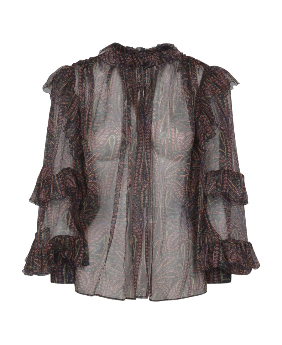 Etro Blusa In Crepe Stampato Donna In Gray