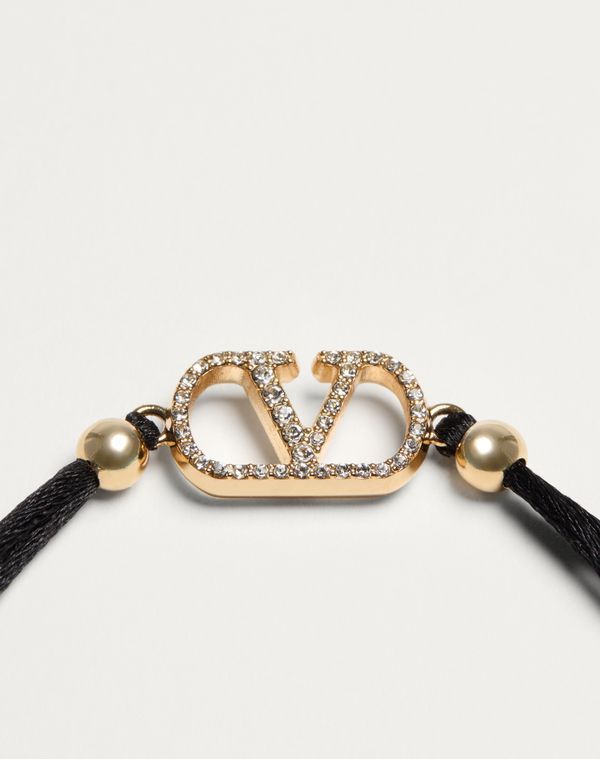 Valentino Embellished Vlogo Signature Bracelet In Black