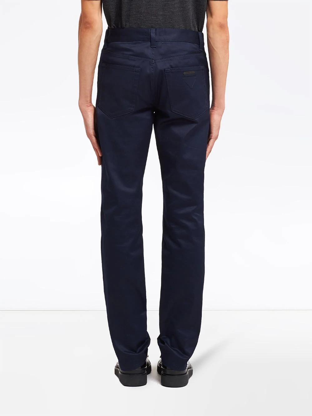Prada Five-pocket-hose Aus Drillich-stretch In Navy Blue