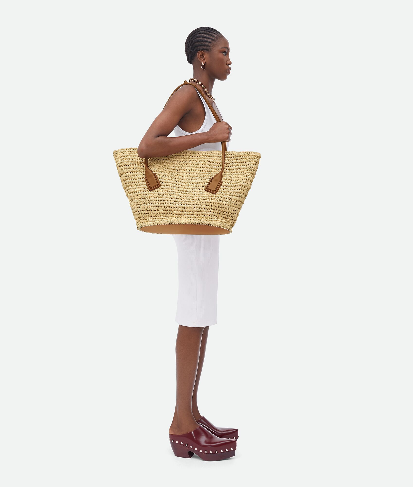 Bottega Veneta Arco Raffia Tote Bag