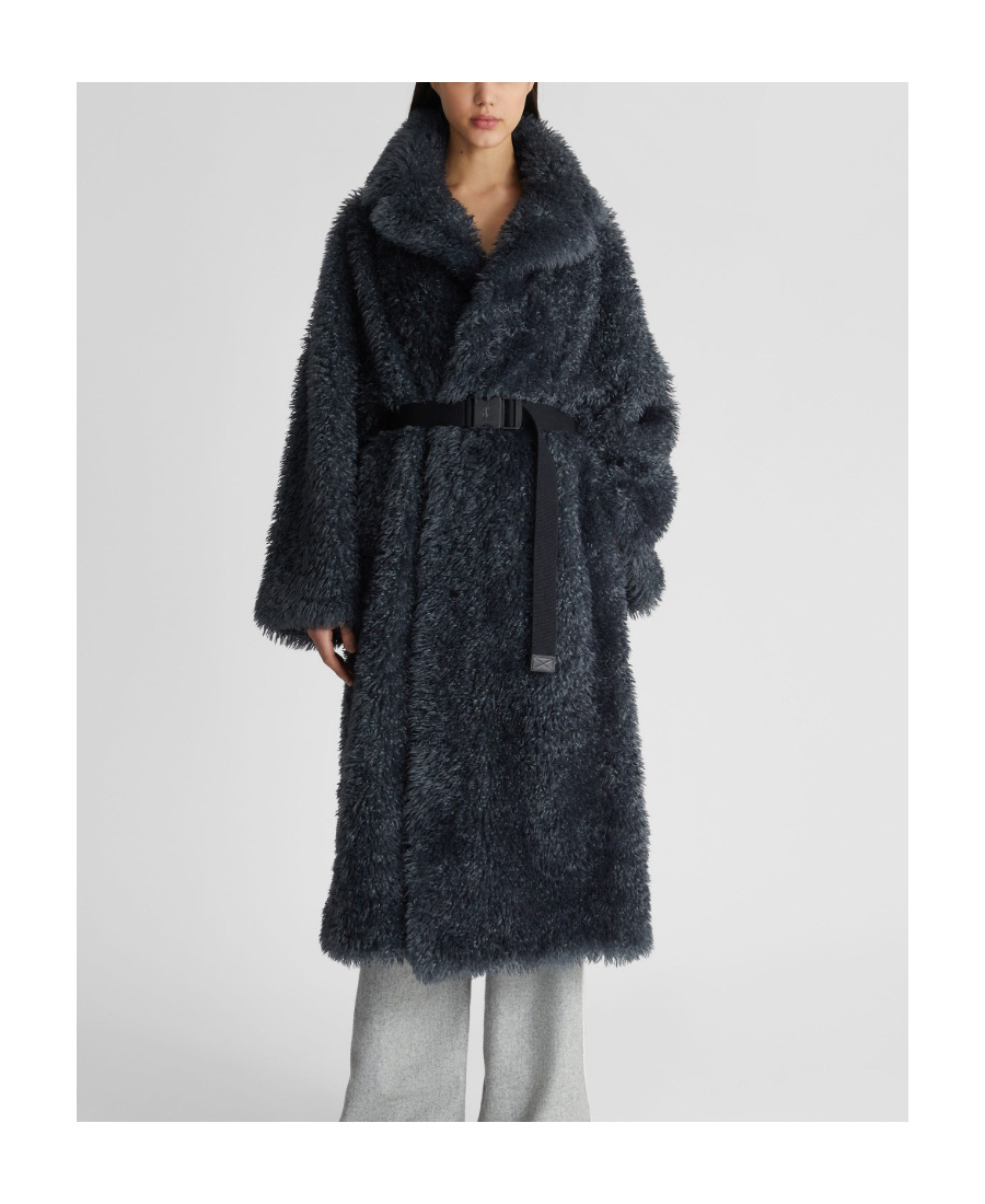 Ermanno Scervino Belted Faux Fur Coat In Black