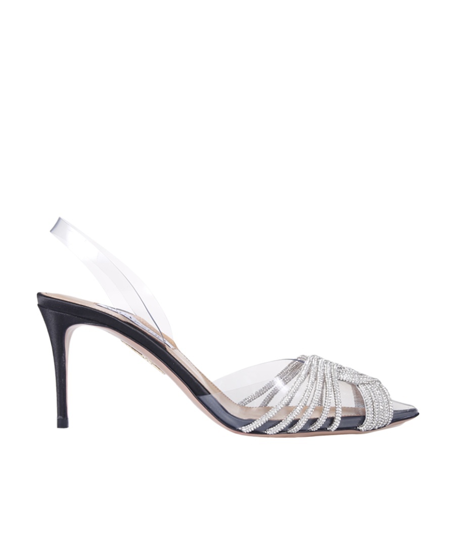 Aquazzura Gatsby 75 Crystal-embellished Sling Pumps In White
