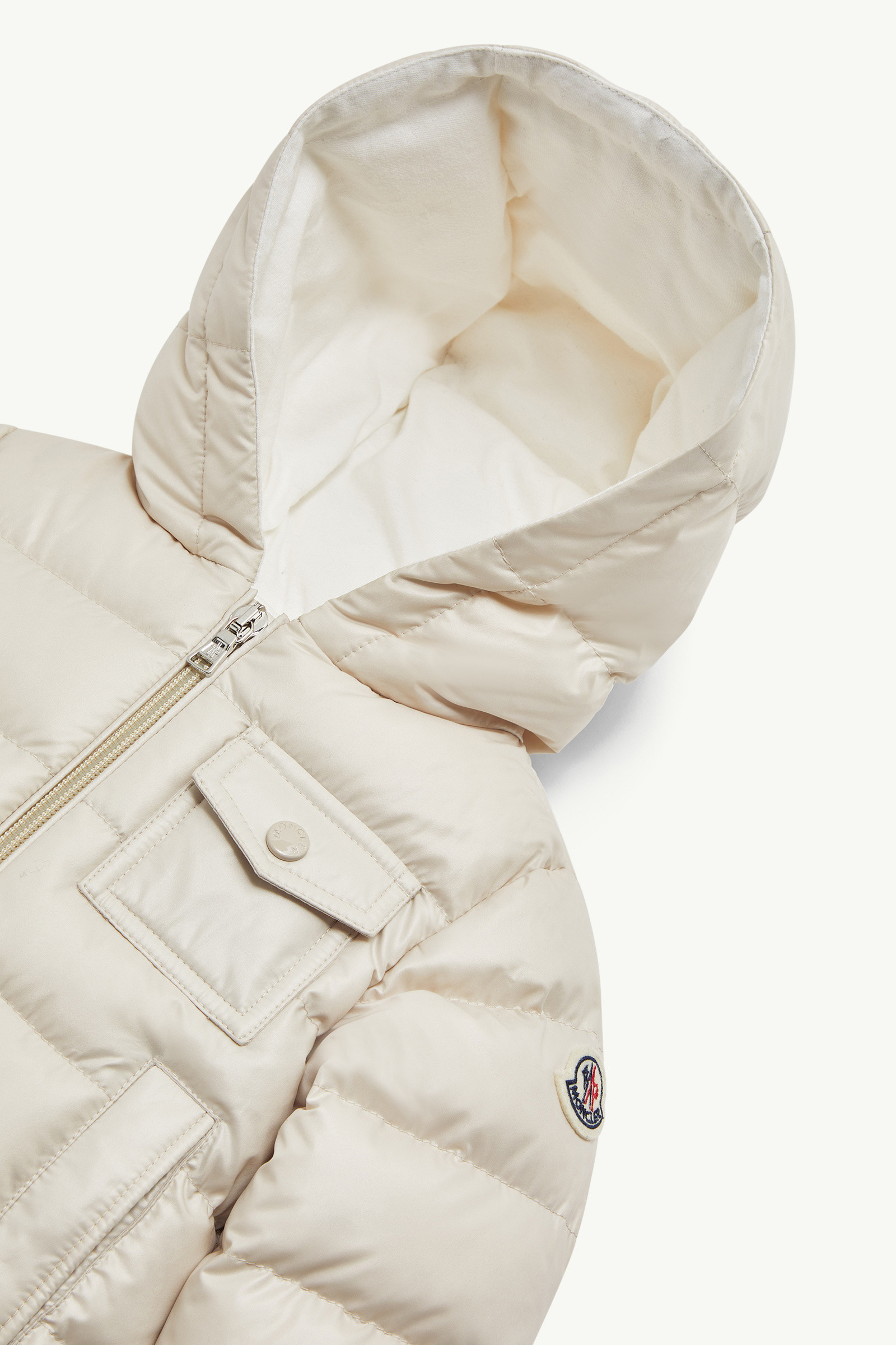 Moncler Long Sleeve Down Jacket In Neutral