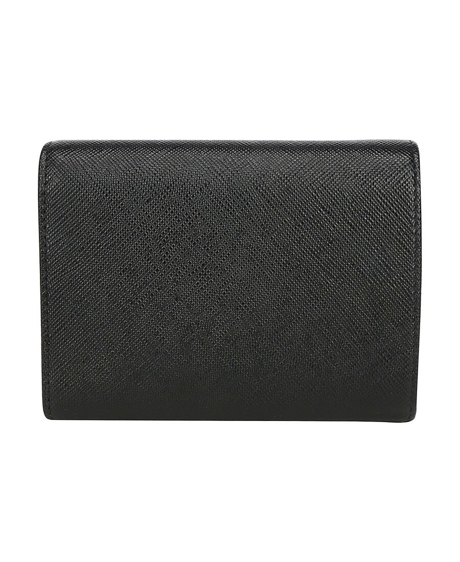 Prada Saffiano Finish Tri-fold Wallet In Black