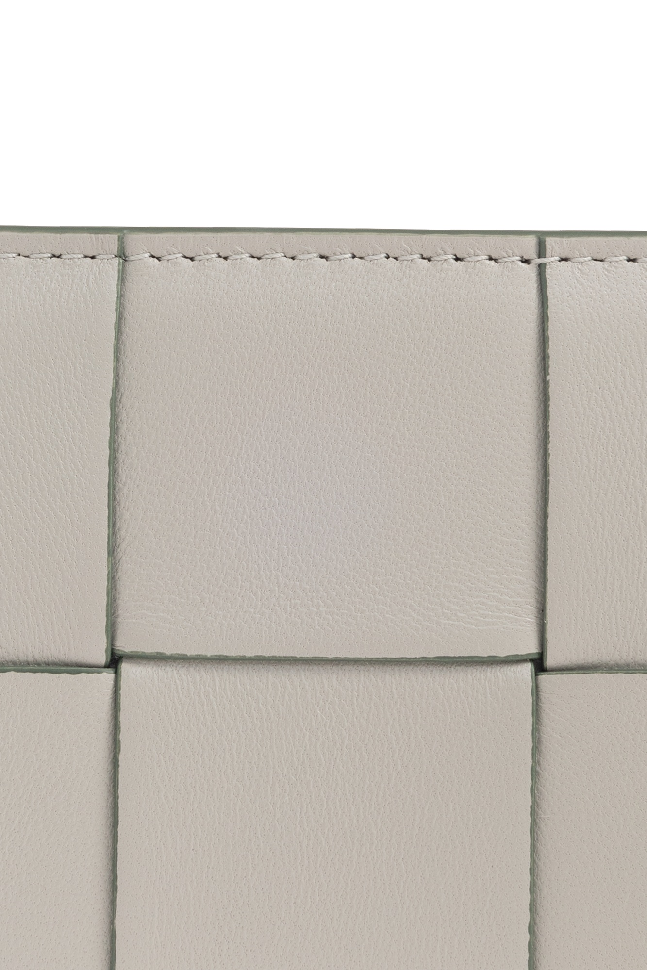 Bottega Veneta Cassette Cardholder In Intreccio Leather In Gray