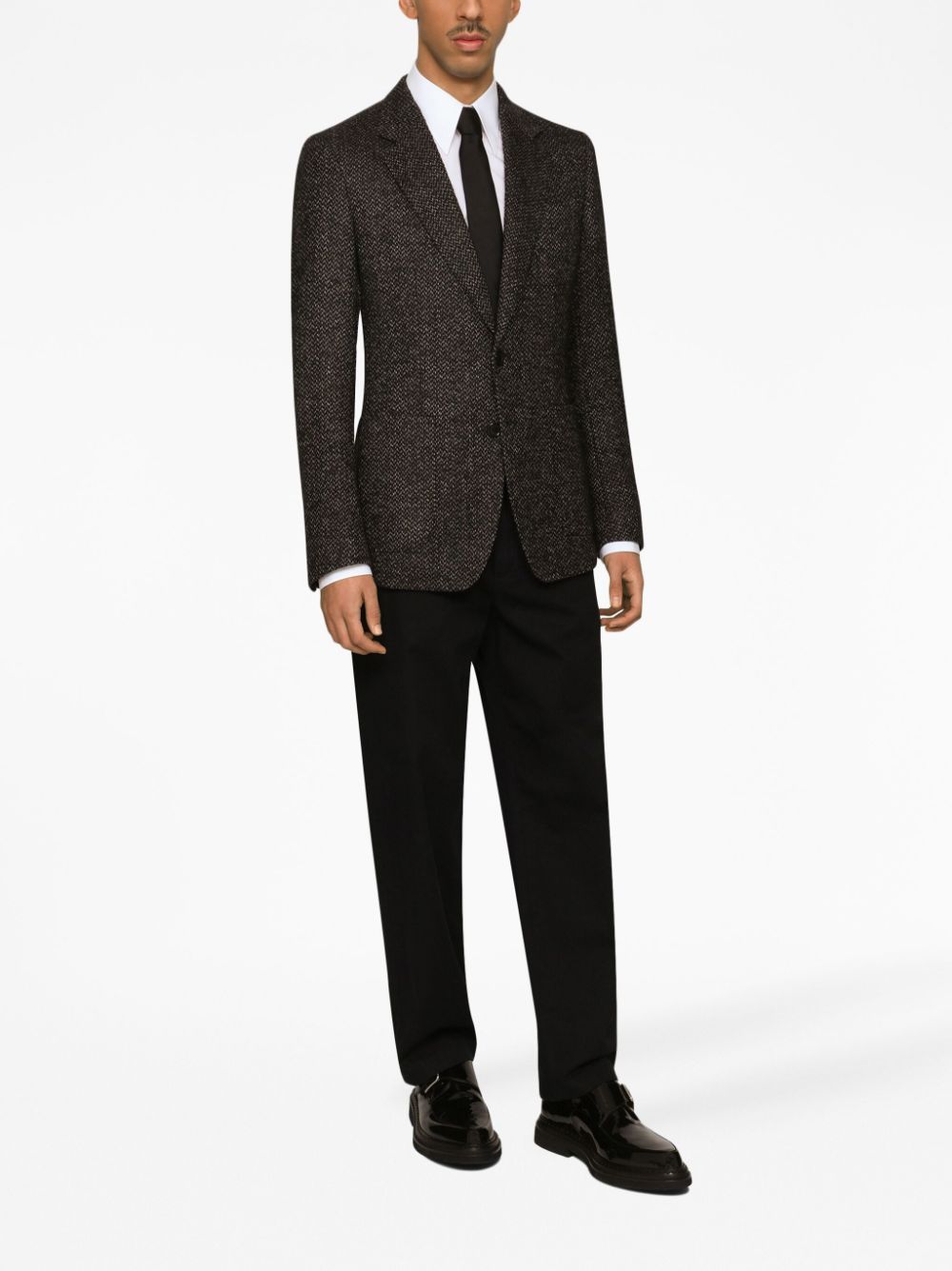 Dolce & Gabbana Dark Grey Tweed Single Breasted Jacket In Black