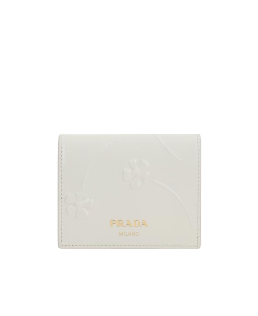 Prada Logo-detailed Bi-fold Wallet In White