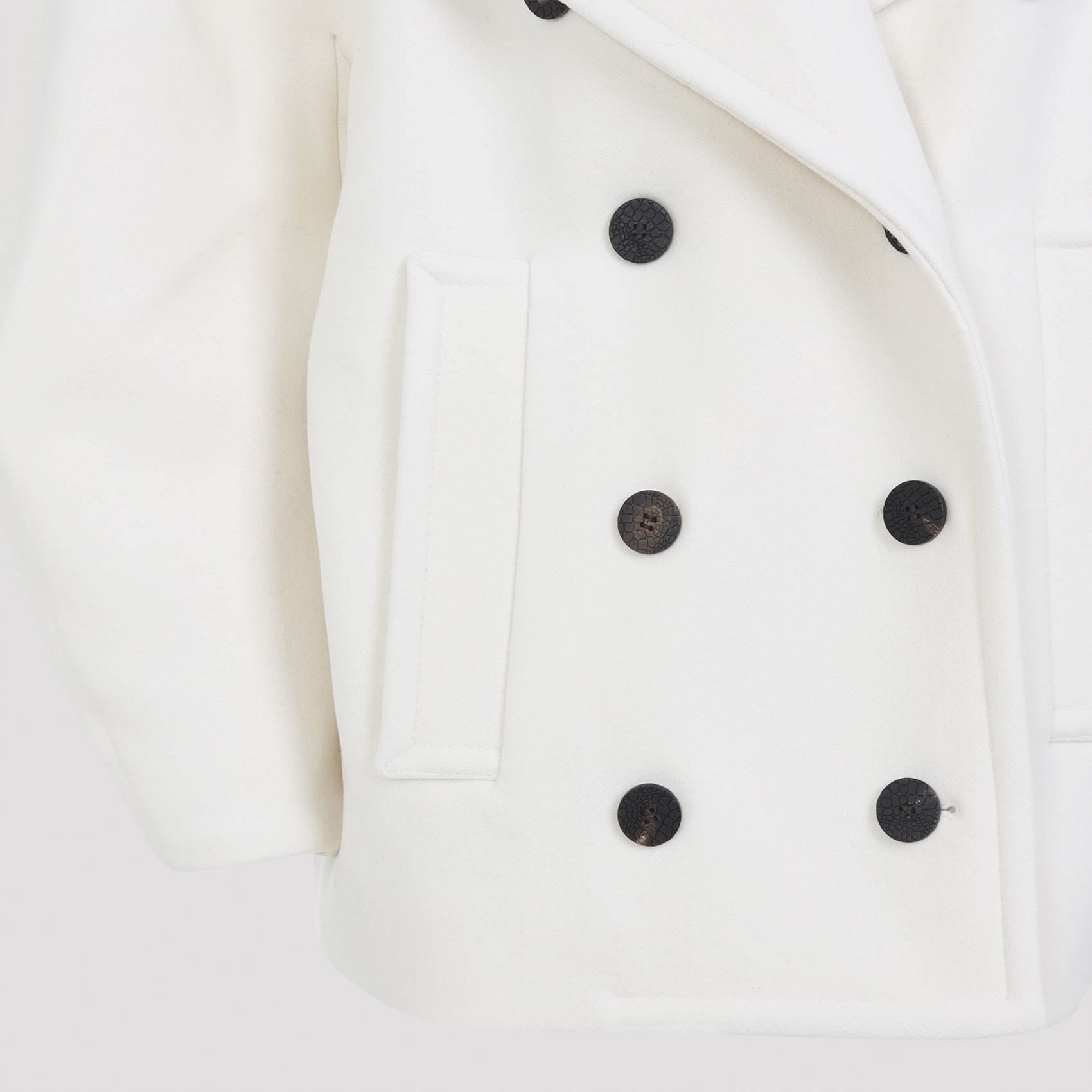 Jacquemus Ovalo Double-breasted Short Coat In White