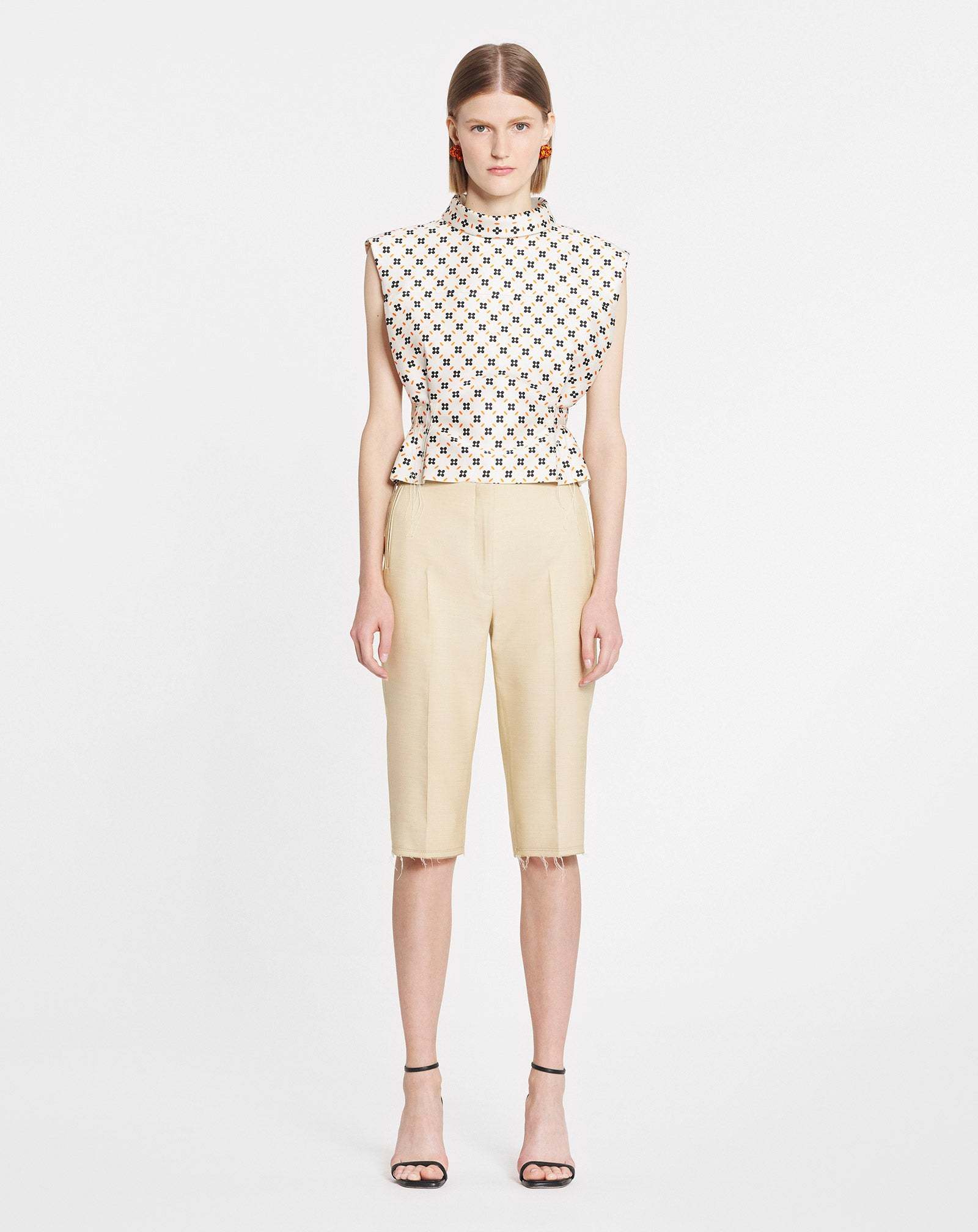 Lanvin Floral-print Sleeveless Blouse In White