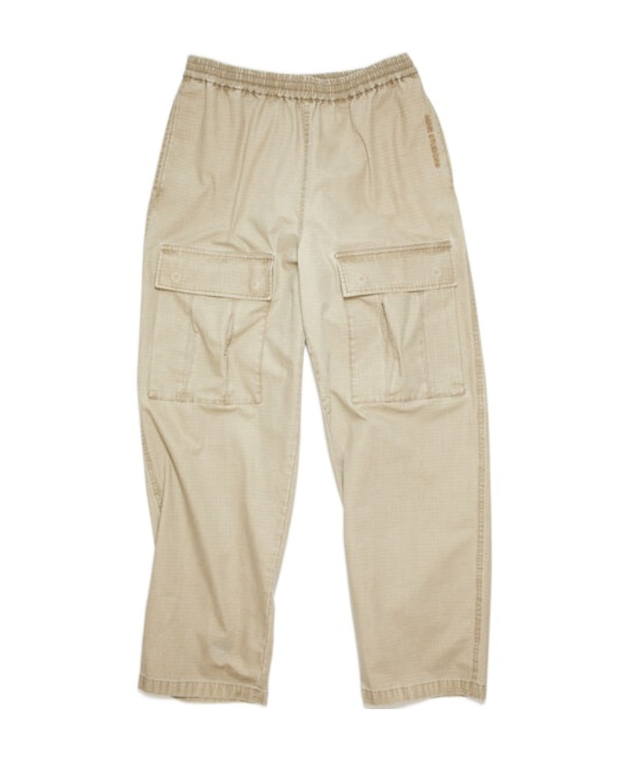 Acne Studios Logo Embroidered Mid-waist Pants In Nude