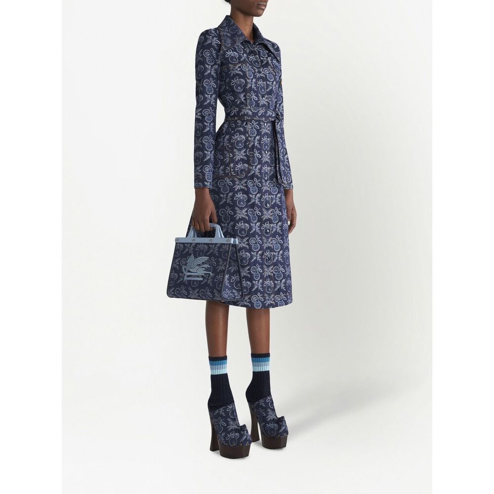 Etro Logo-embroidered Jacquard Tote Bag In Black