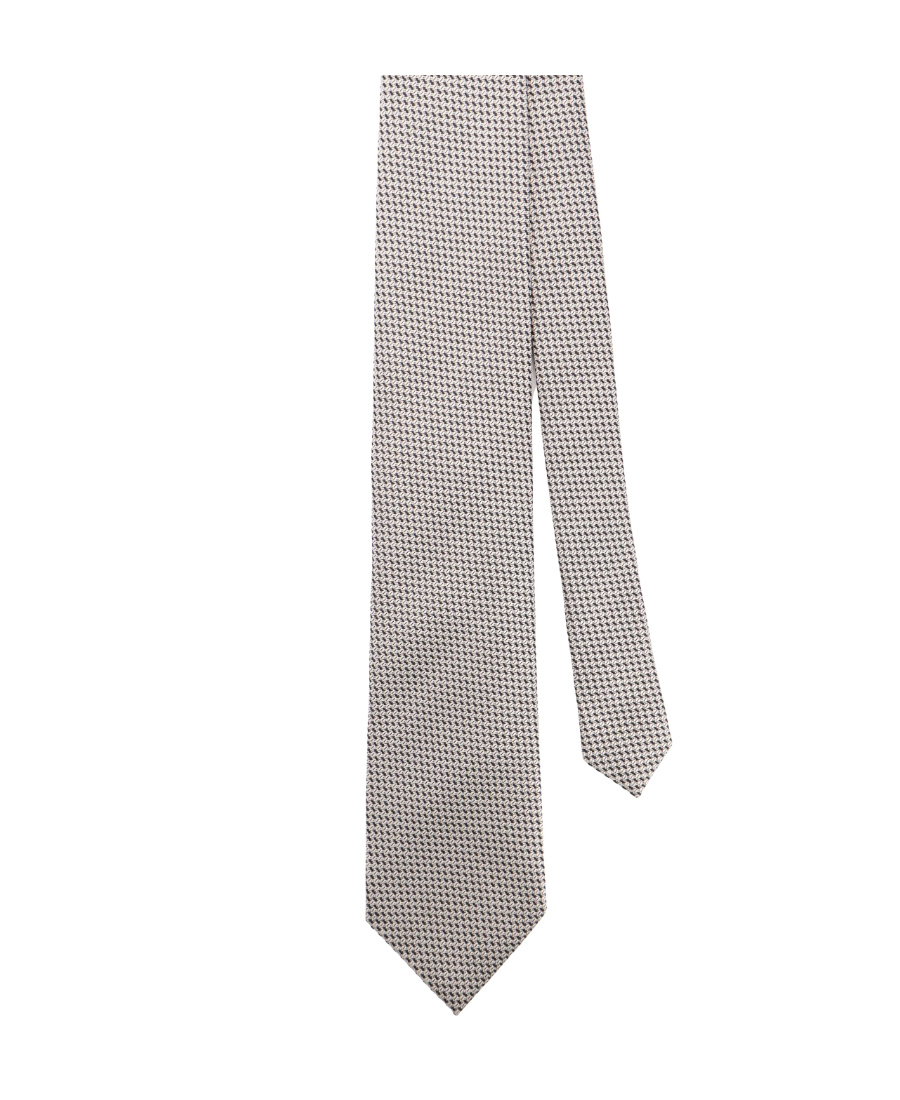 Tom Ford Geometric-printed Pointed Tip Tie In White