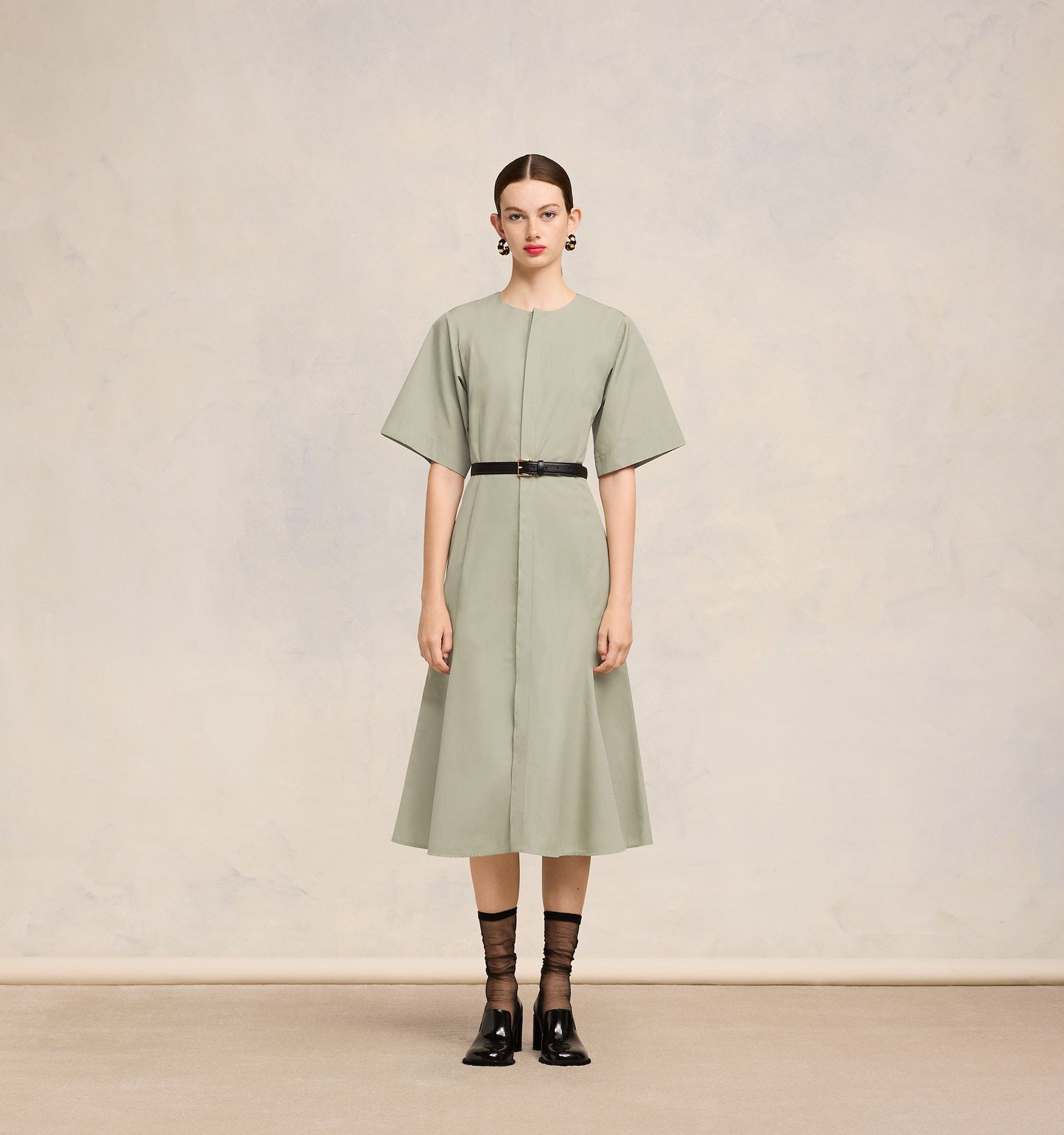 Ami Alexandre Mattiussi Midi Dress With Hidden Tab Green For Women In Green