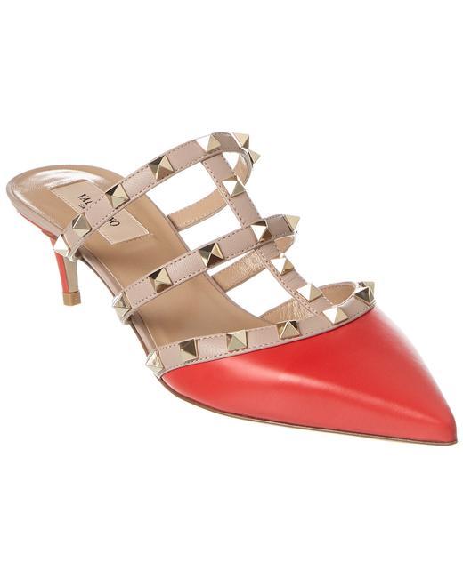 Valentino Rivet Muller High-heeled Sandals In Nude