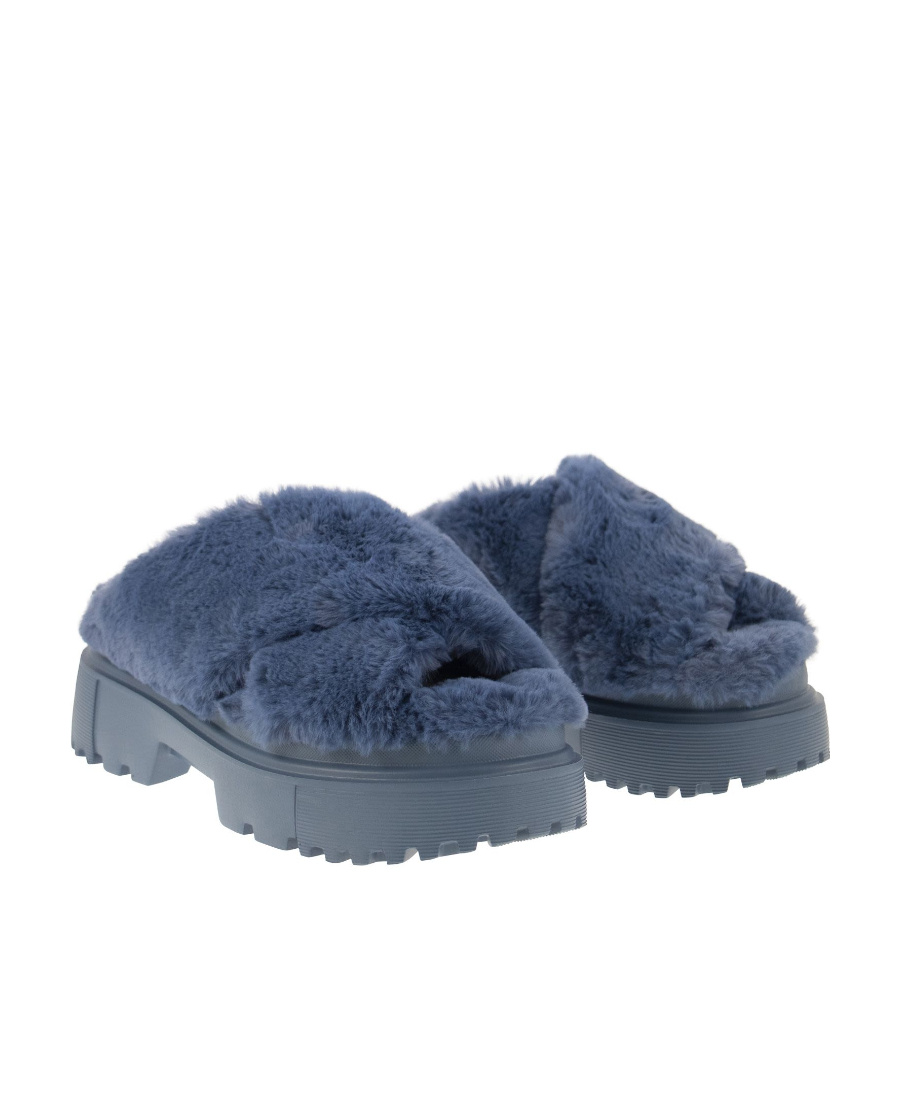 Hogan Round Toe Slip-on Sandals In Blue