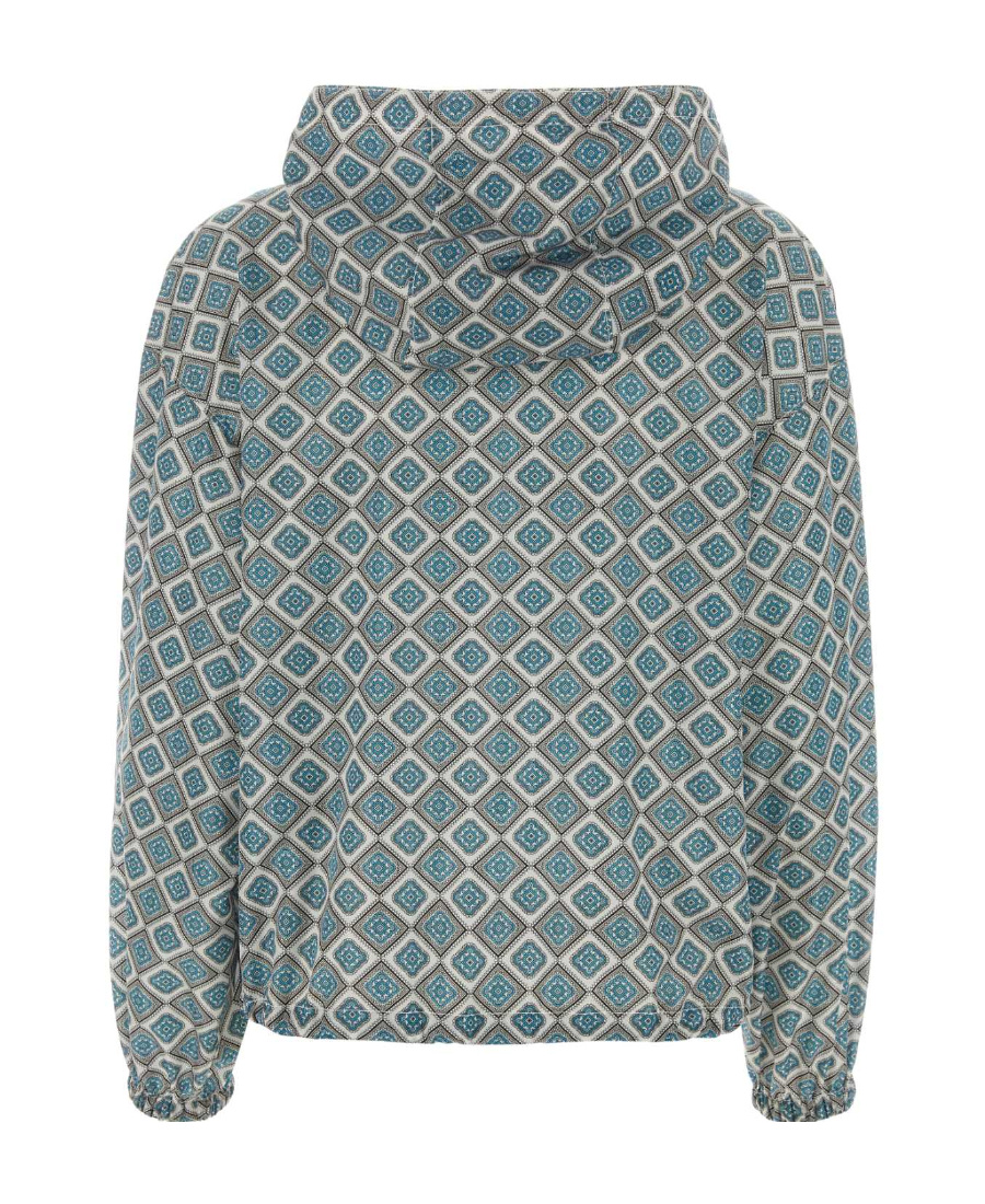 Prada Light Blue Printed Nylon Windbreaker In Blue