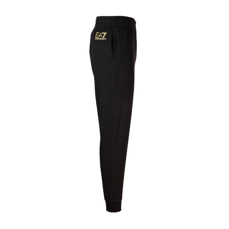 Ea7 Elastic Waist Casual Pants In Black