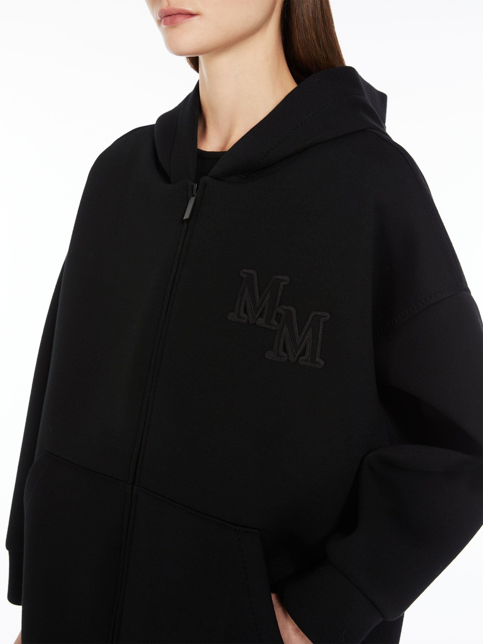 MAX MARA MAX MARA LOGO EMBROIDERED ZIP-UP HOODIE