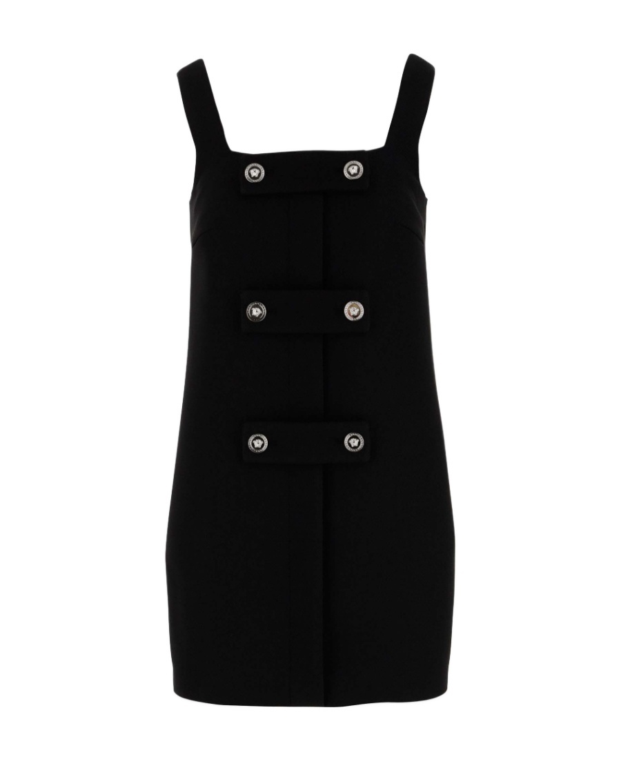 Shop Versace Medusa Shift Minidress In Black